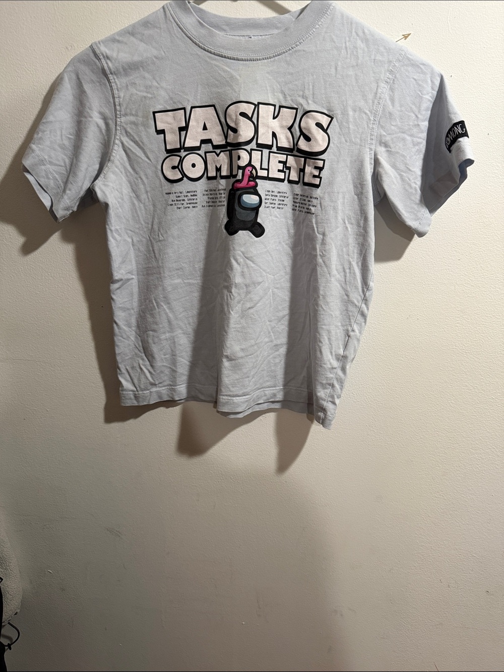 Zara Light Blue 'Tasks Complete' Graphic Tee - Among Us Crew